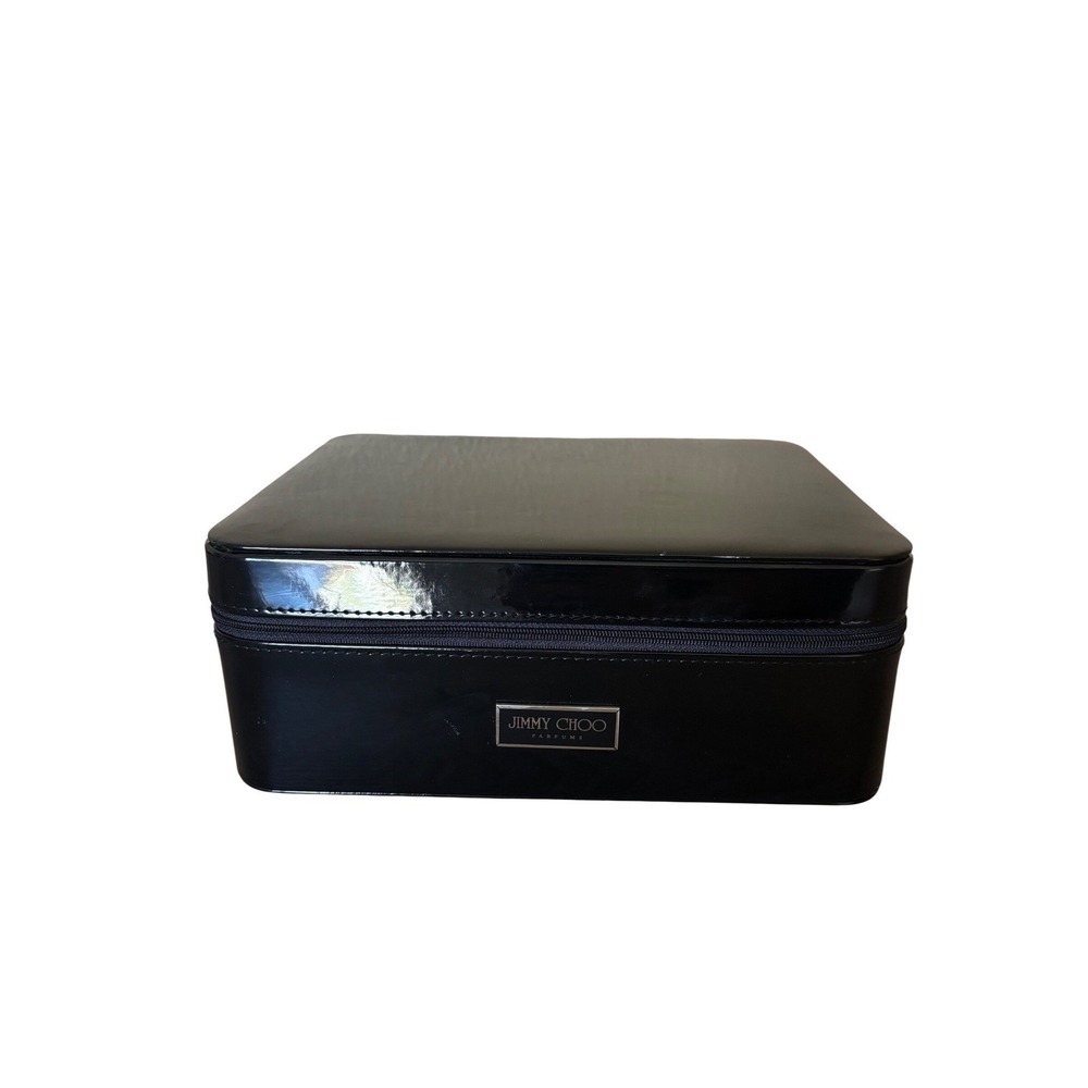 Jimmy Choo Parfums Black Patent Vanity Case Travel Cosmetic Bag Jewelry‎ Box